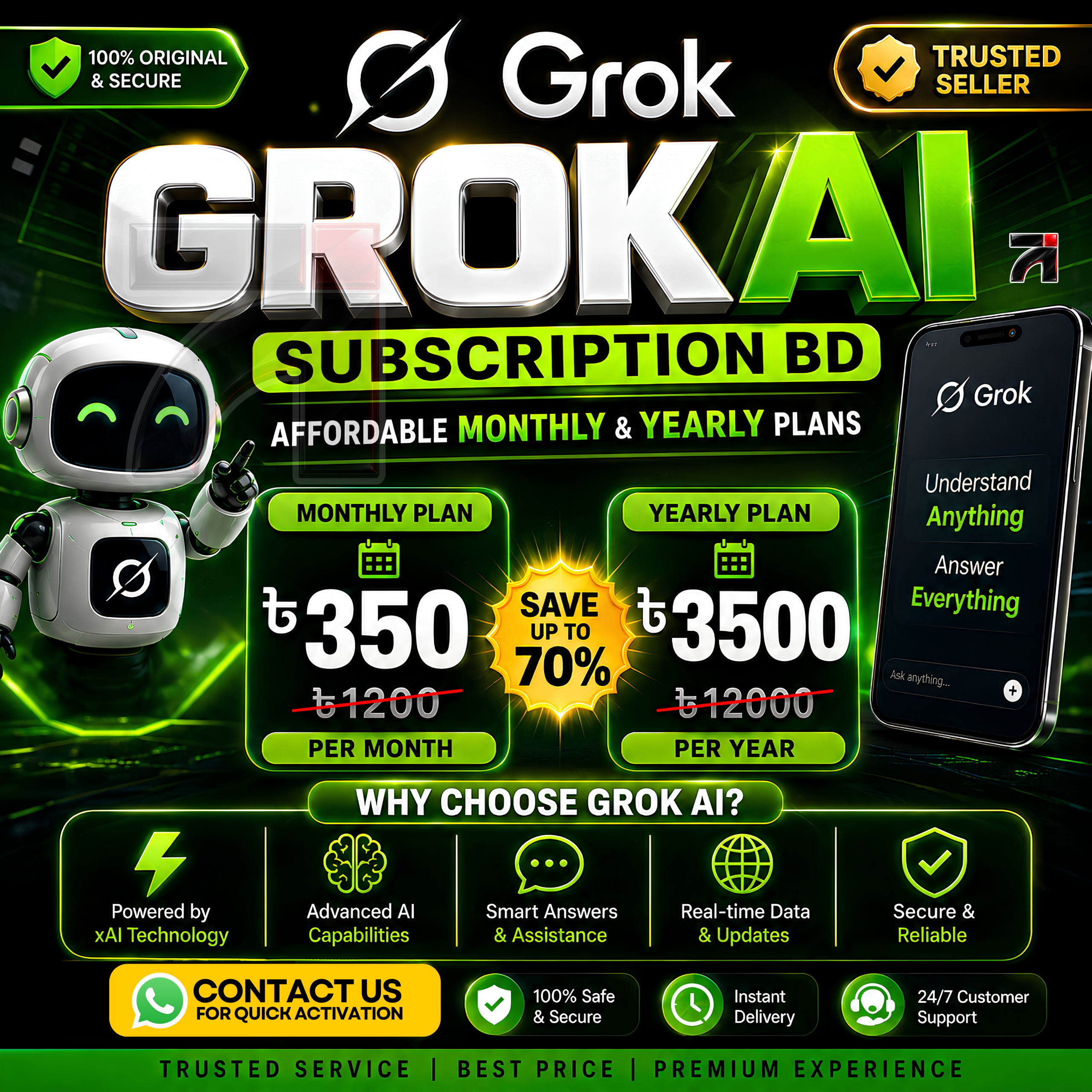 Grok AI Subscription BD Grok AI Subscription BD | Affordable Monthly & Yearly Plans - Image 1